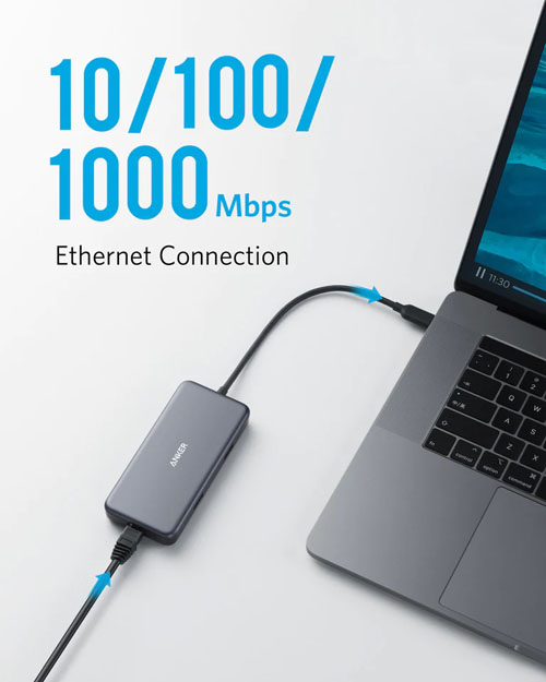 هاب 7 کاره 60W Ethernet مارک انکر مدل PowerExpand USB-C PD Hub (A8352)
