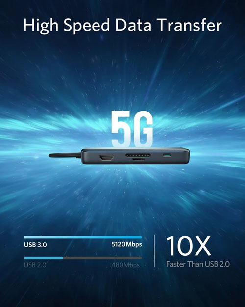 هاب 7 کاره 60W Ethernet مارک انکر مدل PowerExpand USB-C PD Hub (A8352)