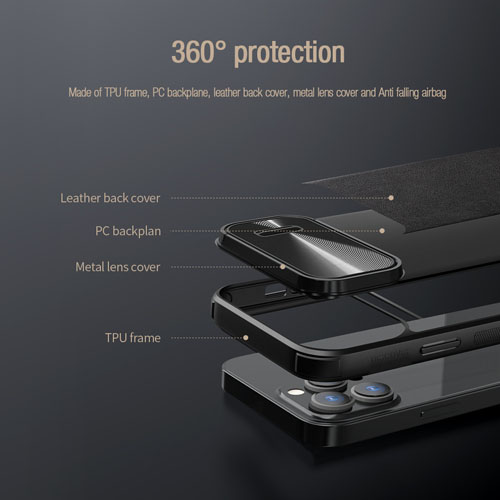 گارد چرمی کمشیلد نیلکین iPhone 14 Pro مدل CamShield Leather Case S