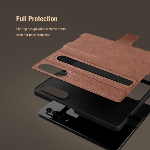 خرید فلیپ کاور چرمی سامسونگ Galaxy Z Fold 4 مارک نیلکین مدل Aoge Leather Case