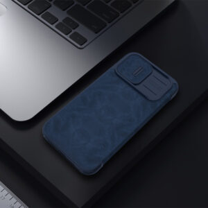 کیف چرمی محافظ دوربین دار iPhone 14 Pro Max مارک نیلکین مدل Qin Pro Leather Case