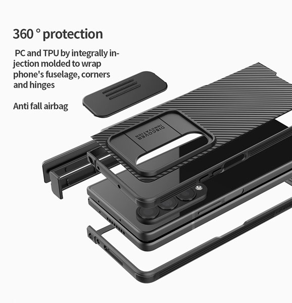 گارد ضد ضربه پایه دار نیلکین Samsung Galaxy Z Fold 4 مدل CamShield Pro Case (Set Version)