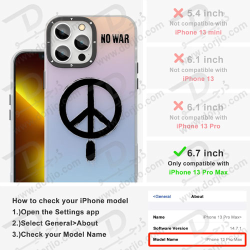 خرید گارد مگ‌سیف iPhone 13 Pro Max مارک YOUNGKIT طرح No War - کد 3
