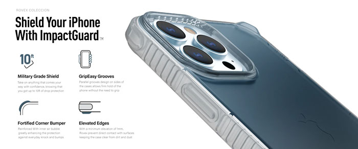 گارد هیبریدی بامپر ضد ضربه iPhone 13 Pro مدل Rovex Shock Absorbent Hybrid