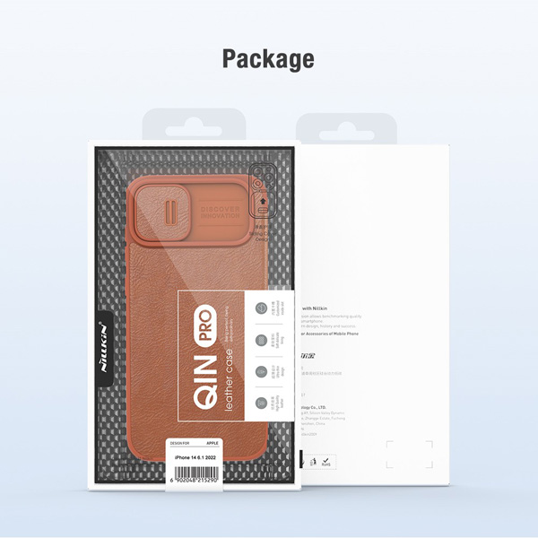 کیف چرمی محافظ دوربین دار iPhone 14 Plusمارک نیلکین مدل Qin Pro Leather Case