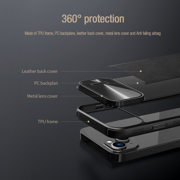 گارد چرمی کمشیلد نیلکین iPhone 14 Plus مدل CamShield Leather Case S