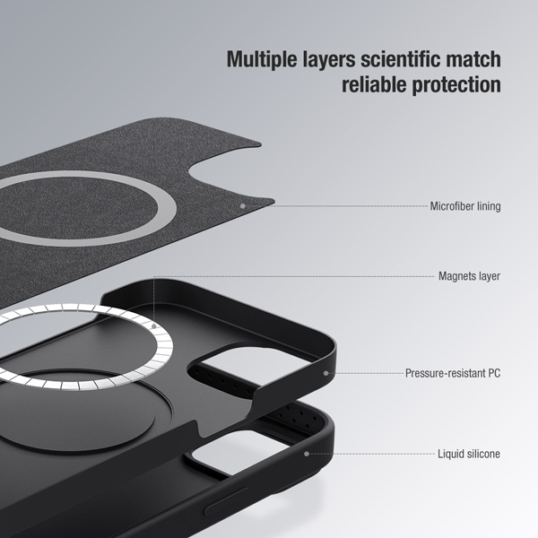 قاب سیلیکونی مگنتی iPhone 14 Pro مارک نیلکین مدل CamShield Silky Magnetic Silicone