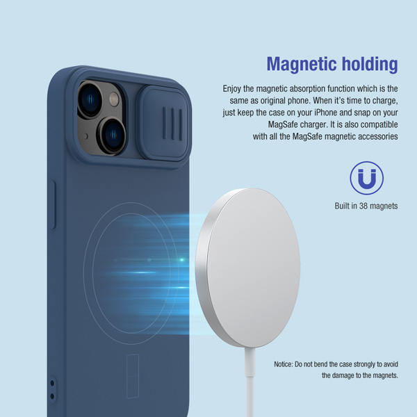 قاب سیلیکونی مگنتی iPhone 14 Plus مارک نیلکین مدل CamShield Silky Magnetic Silicone