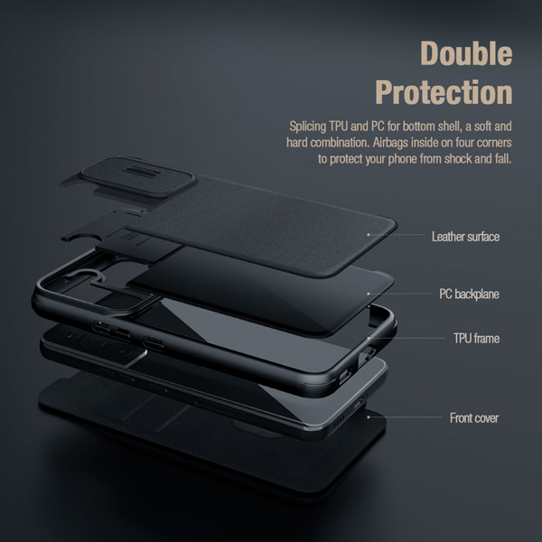 کیف نیلکین (چرم + پارچه) iPhone 14 Pro مدل Qin Pro Leather