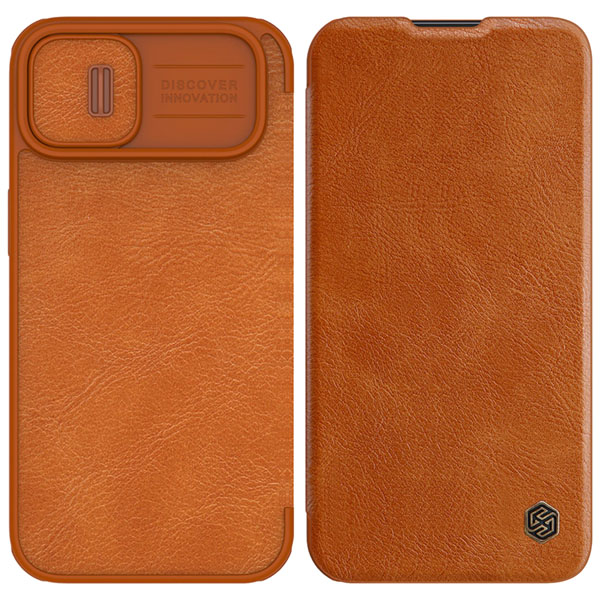 کیف چرمی محافظ دوربین دار iPhone 14 Plusمارک نیلکین مدل Qin Pro Leather Case