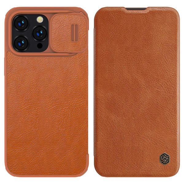 کیف چرمی محافظ دوربین دار iPhone 14 Pro مارک نیلکین مدل Qin Pro Leather Case