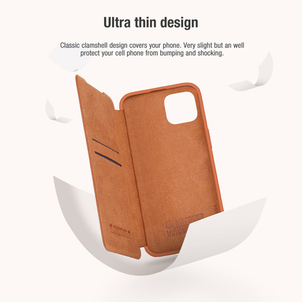 کیف چرمی محافظ دوربین دار iPhone 14مارک نیلکین مدل Qin Pro Leather Case