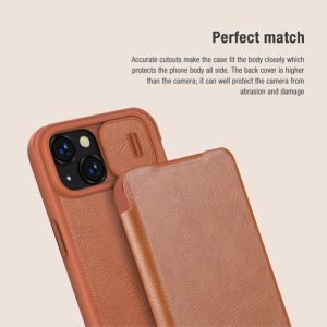 کیف چرمی محافظ دوربین دار iPhone 14 مارک نیلکین مدل Qin Pro Leather Case