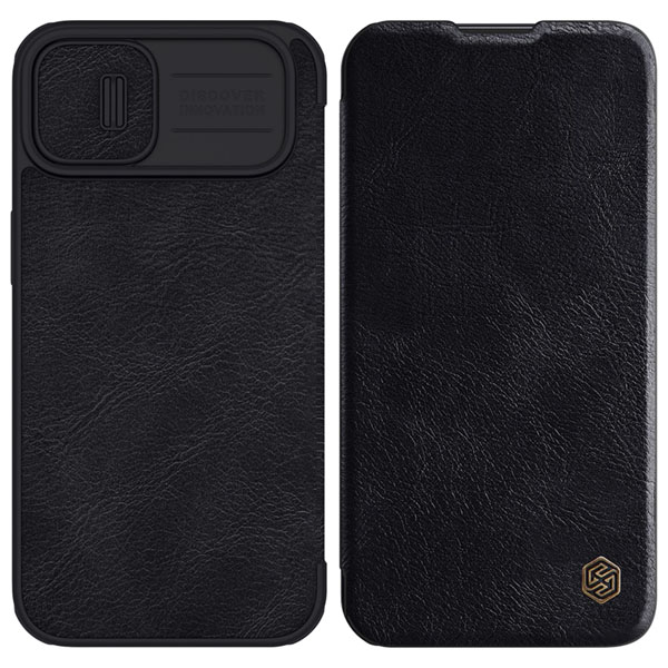 کیف چرمی محافظ دوربین دار iPhone 14 مارک نیلکین مدل Qin Pro Leather Case