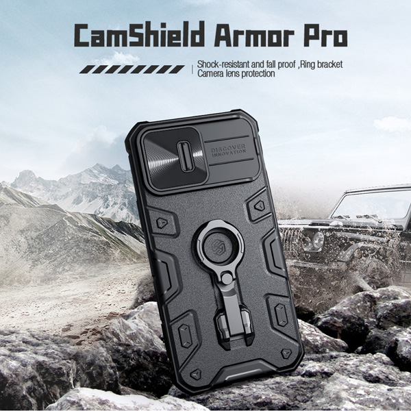 گارد ضد ضربه رینگ استند دار iPhone 14 Pro Max مارک نیلکین مدل CamShield Armor Pro