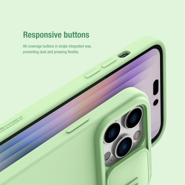 قاب سیلیکونی با محافظ دوربین iPhone 14 Pro مارک نیلکین مدل CamShield Silky Silicone
