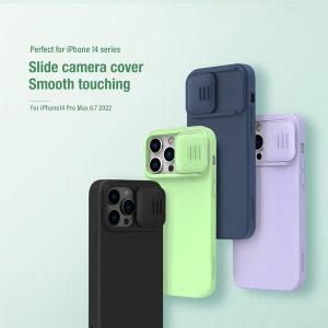 قاب سیلیکونی با محافظ دوربین iPhone 14 Pro مارک نیلکین مدل CamShield Silky Silicone