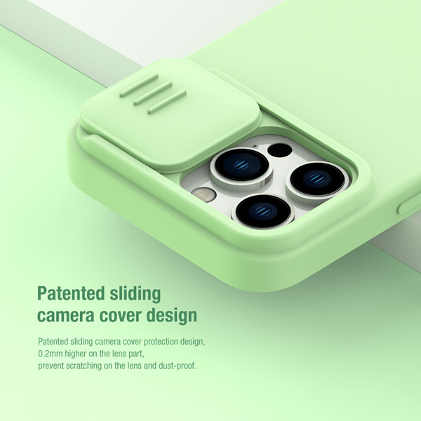 قاب سیلیکونی با محافظ دوربین iPhone 14 Pro مارک نیلکین مدل CamShield Silky Silicone