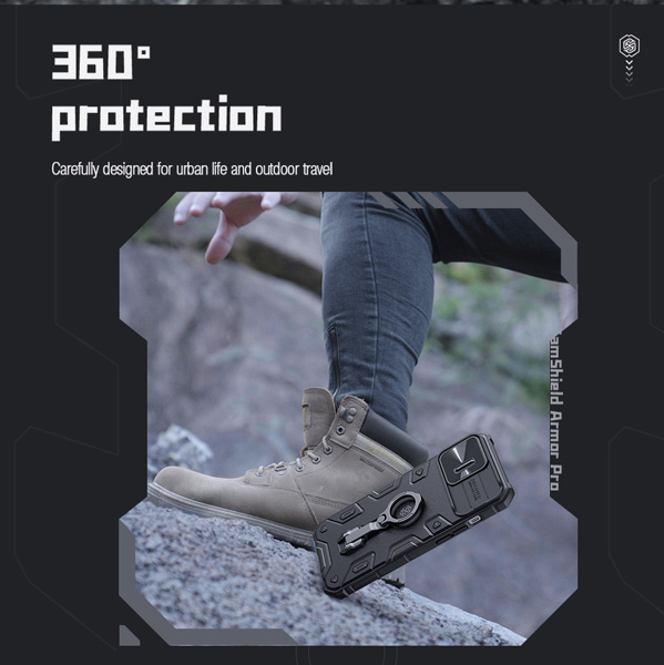 گارد ضد ضربه رینگ استند دار مگنتی iPhone 14 Pro Max مارک نیلکین مدل CamShield Armor Pro Magnetic