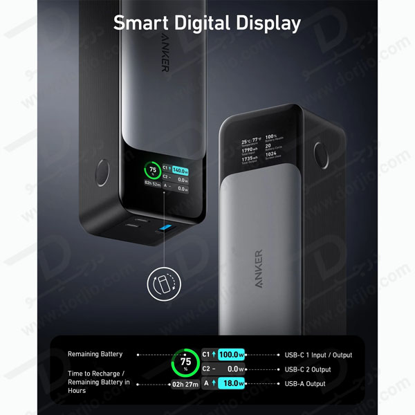 پاور بانک 24000 فست شارژ 140 وات اَنکر مدل ANKER 737 GaNPrime