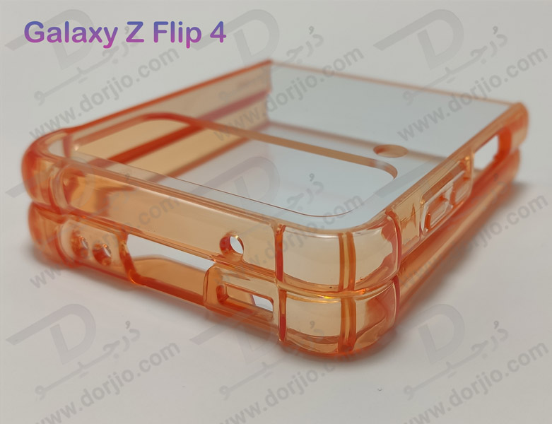 کریستال کاور شفاف فریم رنگی ژله ای ضد ضربه Samsung Galaxy Z Flip 4 مارک GKK