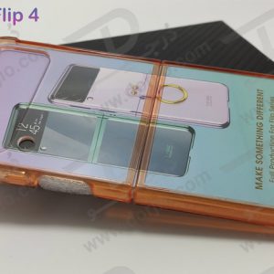 کریستال کاور شفاف فریم رنگی ژله ای ضد ضربه Samsung Galaxy Z Flip 4 مارک GKK