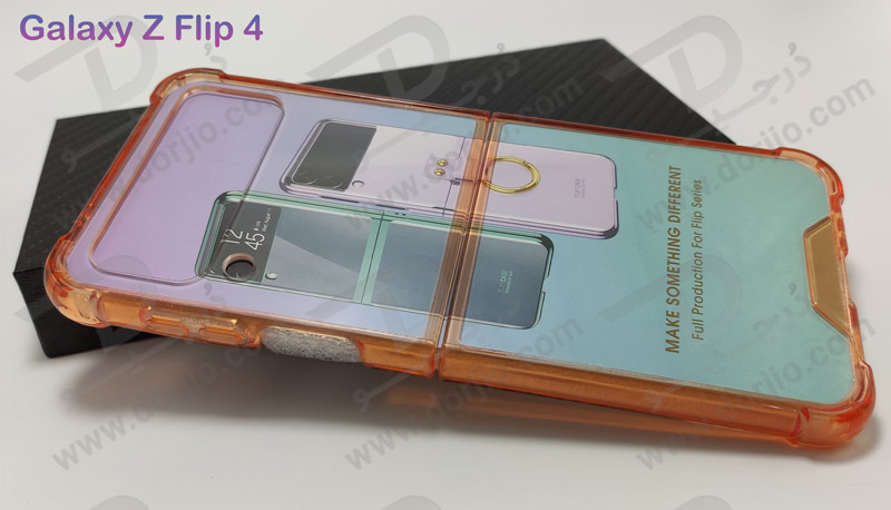 کریستال کاور شفاف فریم رنگی ژله ای ضد ضربه Samsung Galaxy Z Flip 4 مارک GKK
