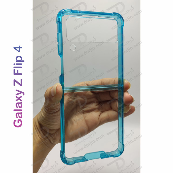 کریستال کاور شفاف فریم رنگی ژله ای ضد ضربه Samsung Galaxy Z Flip 4 مارک GKK