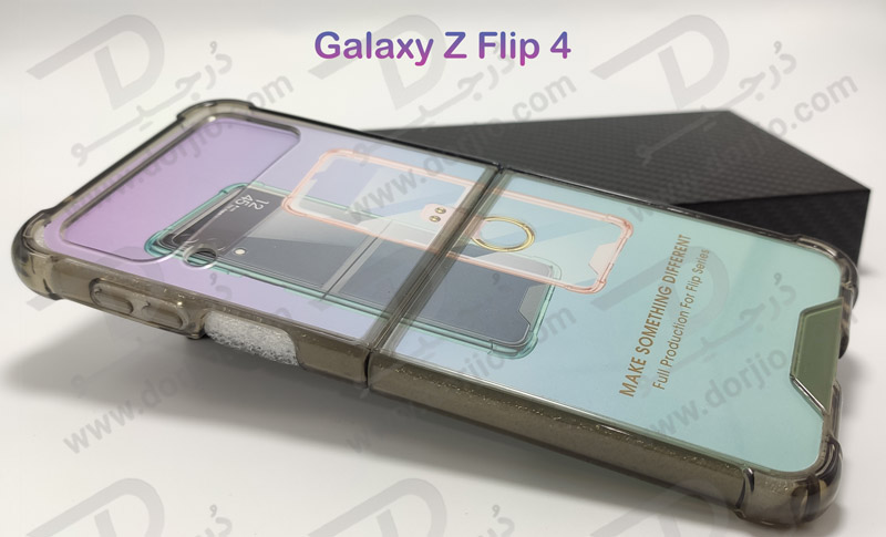 کریستال کاور شفاف فریم رنگی ژله ای ضد ضربه Samsung Galaxy Z Flip 4 مارک GKK
