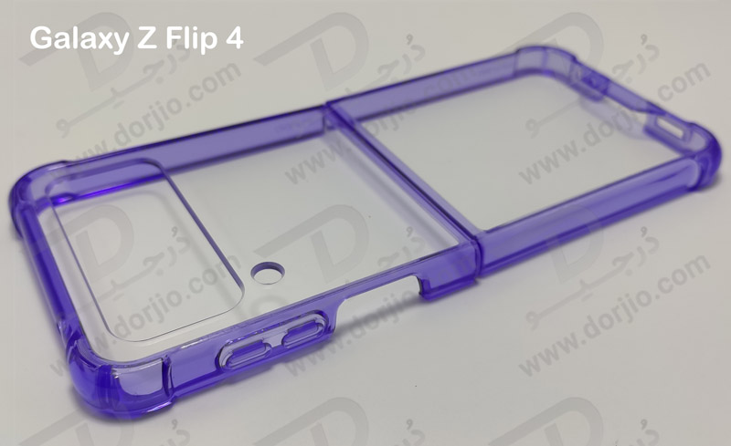 کریستال کاور شفاف فریم رنگی ژله ای ضد ضربه Samsung Galaxy Z Flip 4 مارک GKK