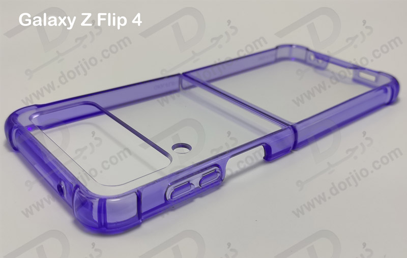 کریستال کاور شفاف فریم رنگی ژله ای ضد ضربه Samsung Galaxy Z Flip 4 مارک GKK