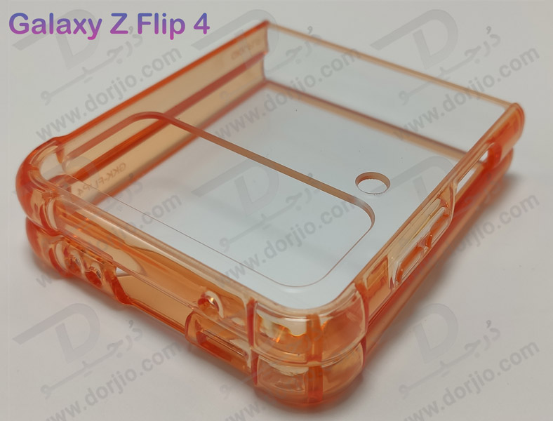 کریستال کاور شفاف فریم رنگی ژله ای ضد ضربه Samsung Galaxy Z Flip 4 مارک GKK