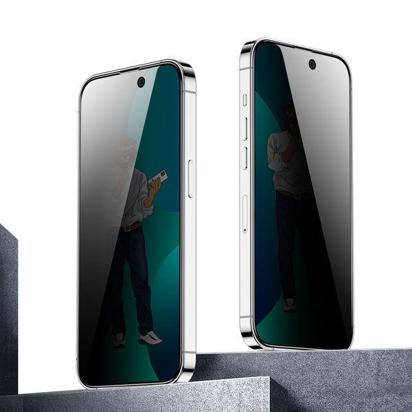 گلس تمام صفحه حریم شخصی iPhone 14 Pro مارک Green Lion مدل 9H Steve Privacy Full Glass