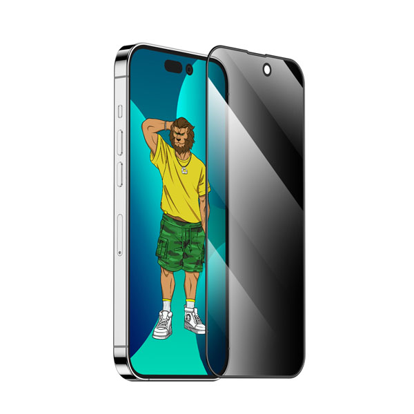 گلس حریم شخصی فریم سیلیکونی iPhone 14 مارک Green Lion مدل 3D Silicone Privacy Glass