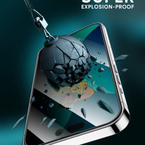 گلس حریم شخصی فریم سیلیکونی iPhone 14 Pro مارک Green Lion مدل 3D Silicone Privacy Glass