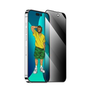 گلس حریم شخصی فریم سیلیکونی iPhone 14 Pro مارک Green Lion مدل 3D Silicone Privacy Glass