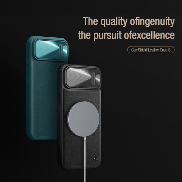 گارد مگنتی چرمی نیلکین iPhone 14 مدل CamShield Leather Case S Magnetic
