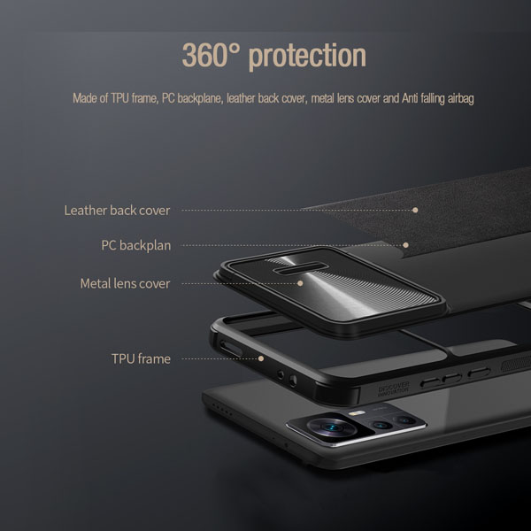 گارد چرمی کمشیلد نیلکین Xiaomi 12T-12T Pro مدل CamShield Leather Case S