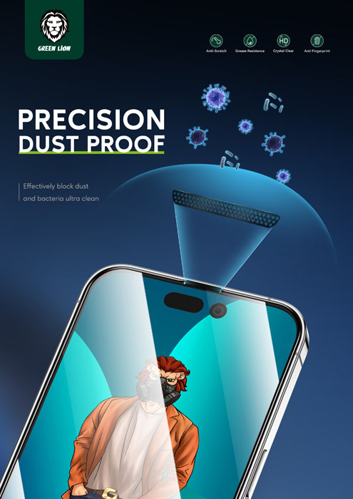 گلس Anti Dust گوشی iPhone 14 Plus مارک Green Lion مدل 3D Desert Round Edge Glass