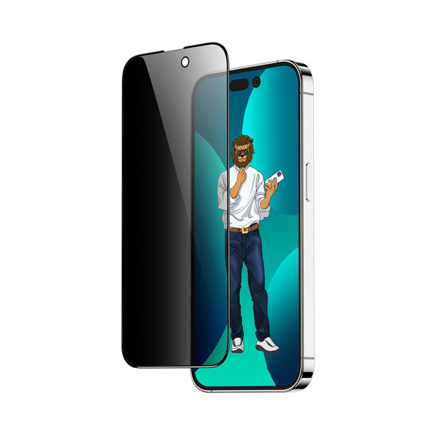 گلس تمام صفحه حریم شخصی iPhone 14 Pro Max مارک Green Lion مدل 9H Steve Privacy Full Glass