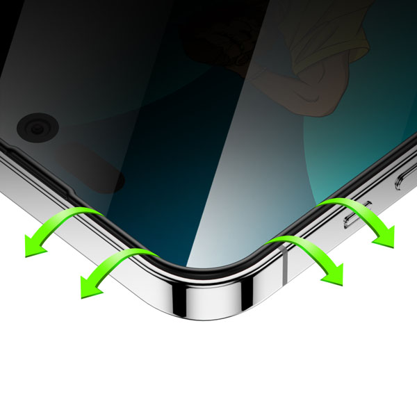 گلس حریم شخصی فریم سیلیکونی iPhone 14 Pro Max مارک Green Lion مدل 3D Silicone Privacy Glass