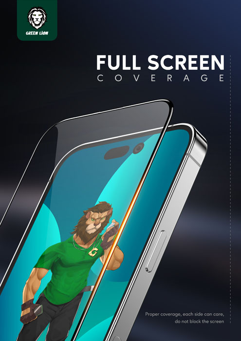 گلس شفاف iPhone 14 Pro Max مارک Green Lion مدل 3D PET HD Glass