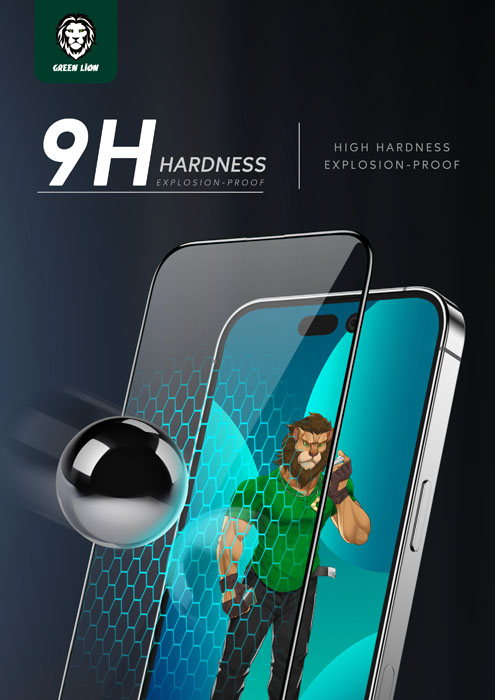 گلس شفاف iPhone 14 Pro Max مارک Green Lion مدل 3D PET HD Glass