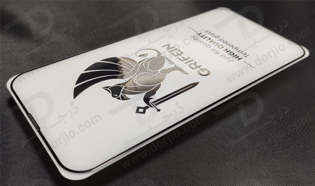 گلس شیشه ای تمام صفحه iPhone 14 مارک GRIFEIN مدل Dust Proof