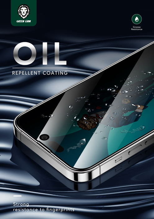 گلس ضد خش حریم شخصی iPhone 14 Pro Max مارک Green Lion مدل 3D Privacy Scratch Free Round Edge Glass