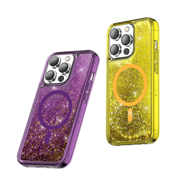 قاب مگ سیف اکلیلی آکواریومی iPhone 14 Pro مارک Green Lion مدل Happiness 3D Glitter Resin