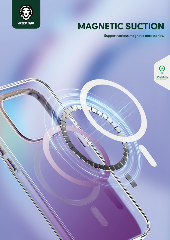 قاب مگ سیف iPhone 14 Plus مارک Green Lion مدل Rainbow Magsafe Case