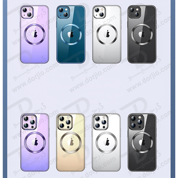 قاب کریستالی آیفون 14 پرو مارک TOTU مدل مگ سیف ساپورت - فریم متالیک