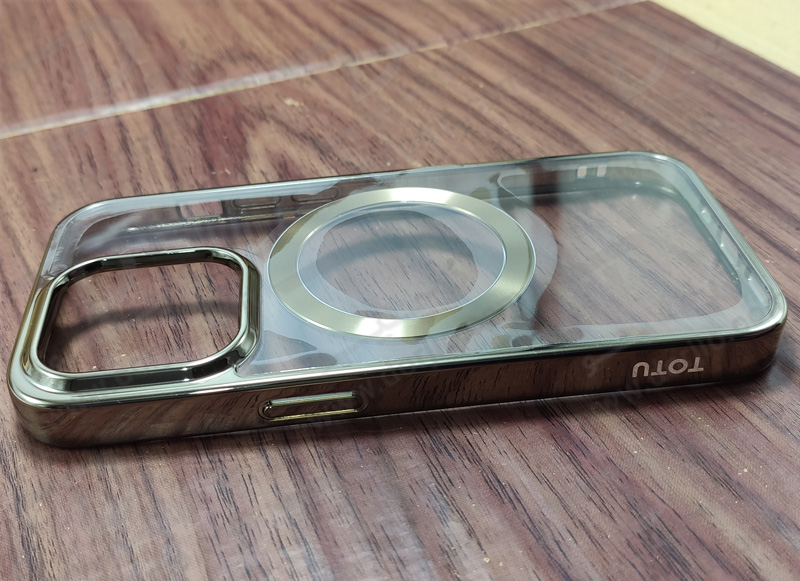 قاب کریستالی آیفون 14 پرو مارک TOTU مدل مگ سیف ساپورت - فریم متالیک