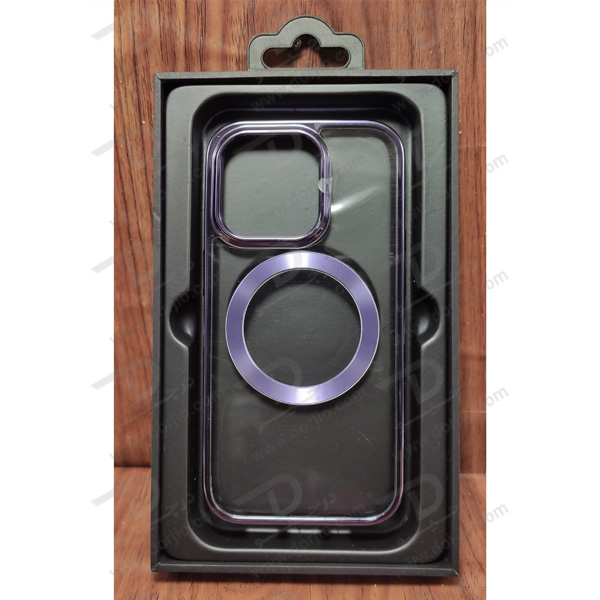 قاب کریستالی آیفون 14 پرو مارک TOTU مدل مگ سیف ساپورت - فریم متالیک